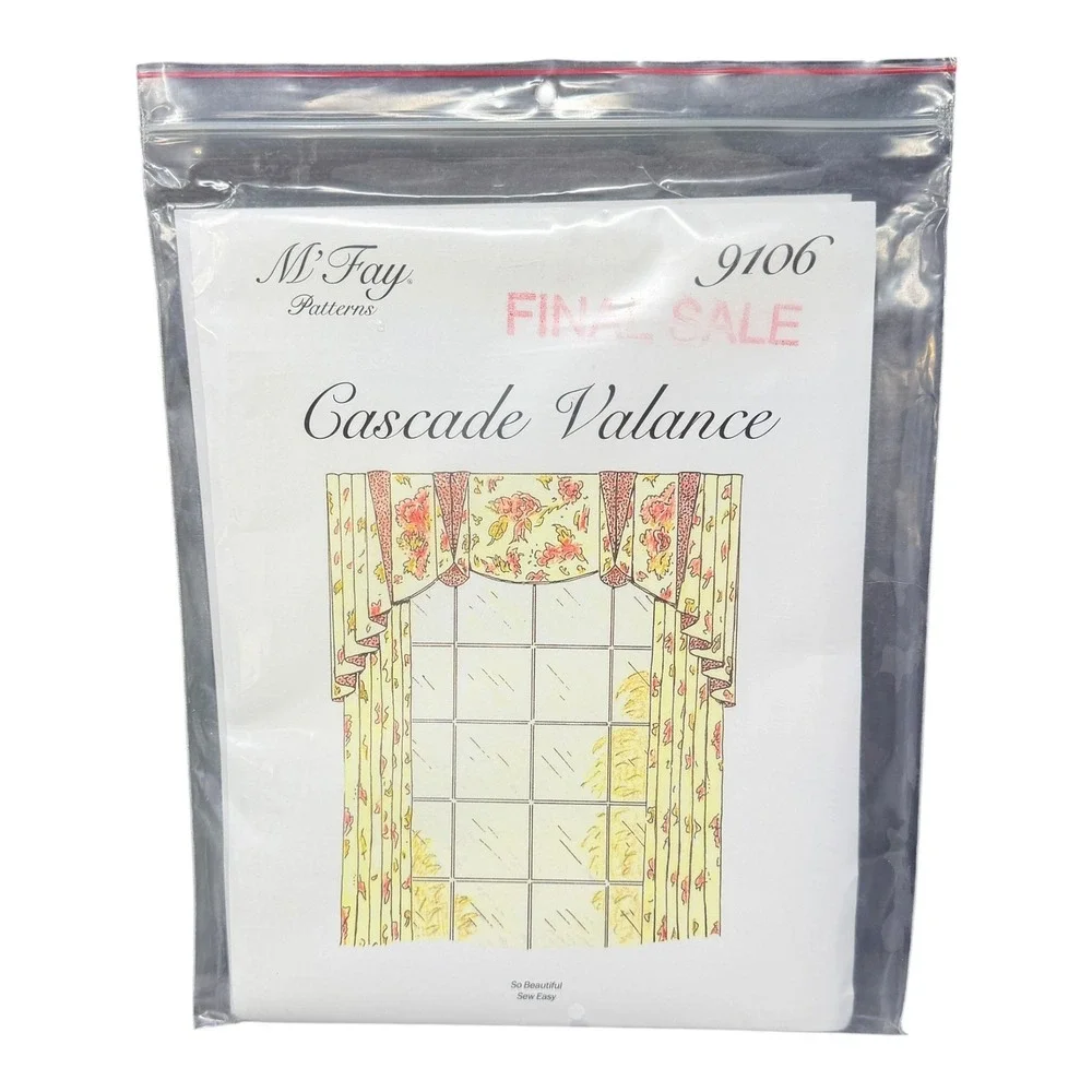 Vintage M'Fay Cascade Valance Pattern 9106 Uncut Drapery Sewing Pattern 1990s